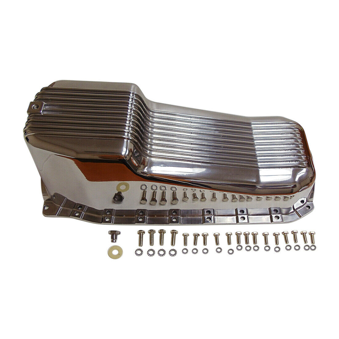 DEMOTOR Polished Aluminum Oil Pan Passenger Side Dipstick for 86 Up SB Chevy 1pc RMS