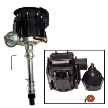 Fits SBC BBC Chevy 305 350 454 V8's HEI Distributor with Two Black Cap 65k 65,000 Volt