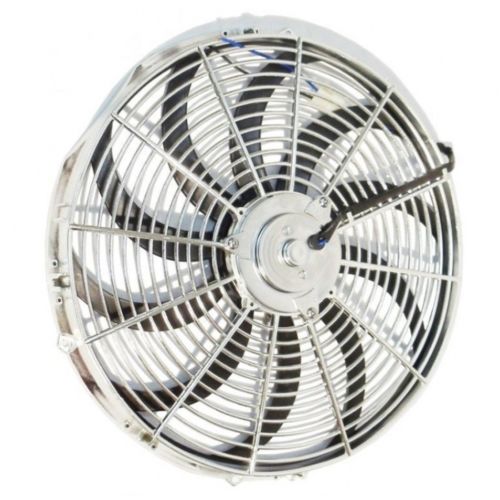 2 Sets New Chrome 16" Reversable Electric Radiator Cooling Fan 2500CFM with Thermostat Kit