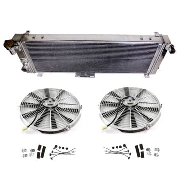 3-Row Aluminum Racing Radiator &2x10" Chrome Fans For 91-01 Jeep Cherokee/Comanche