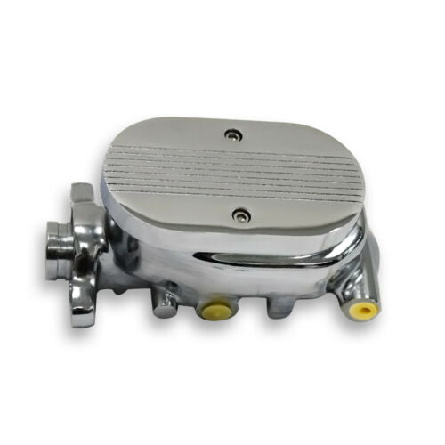 GM 1" Bore Finned Master Cylinder 9/16" & 1/2" Ports on Both Sides Chrome