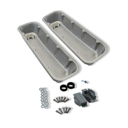 Tall Finned Aluminum Valve Covers Polished For 1965-95 BBC Chevy 396-454-502