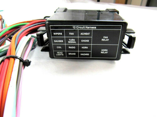 Universal 12 Circuit Wiring Harness Street For Rod Hot Rod Rat Rod Spade Fuses