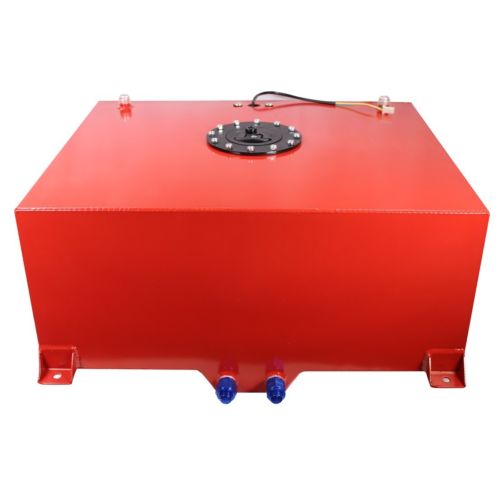 15 Gallon Polished Aluminum Street Drift Strip Racing Fuel Cell Gas Tank with Level Sender Hot Rod (Red)