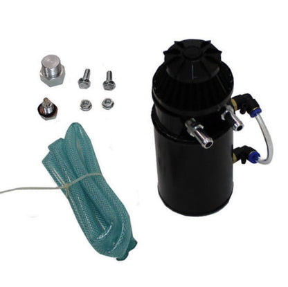 Black Polished Aluminum Oil Reservoir Catch Can Tank with Breather Filter
