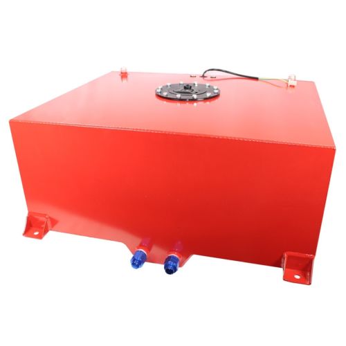 15 Gallon Polished Aluminum Street Drift Strip Racing Fuel Cell Gas Tank with Level Sender Hot Rod (Red)