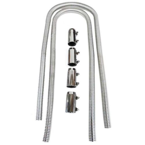 48" Stainless Steel Flexible Radiator & 44" Heater Hose Kit With Clamp Covers