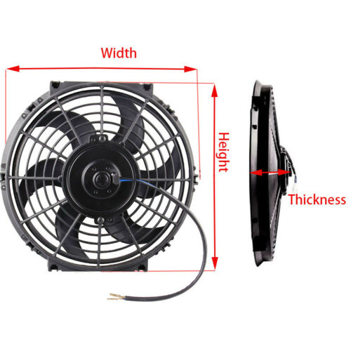 DEMOTOR 14" inch Universal Slim Fan Push Pull Electric Radiator Cooling 12V Mount Kit