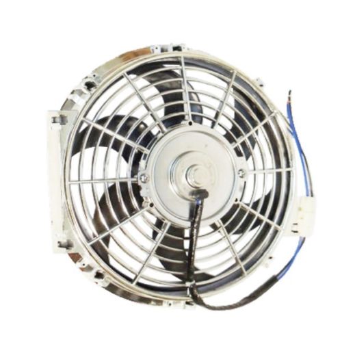 Electric 10" Chrome Blade Reversible Cooling Fan 12V 80W 850CFM With Thermostat