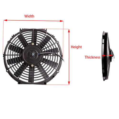 Universal High Performance 12V Slim Electric Cooling Radiator Fan With Fan Mounting Kit (9 Inch, Black)