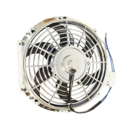 Universal High Performance 12V Slim Electric Cooling Radiator Fan With Mounting Kit (10 Inch, Chrome)