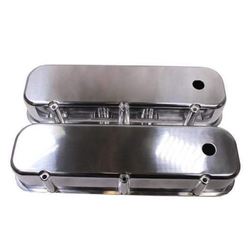 BBC Chevy 454 Polished Aluminum Tall Valve Covers Smooth Top - Big Block 396 427
