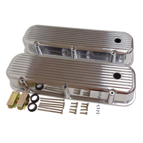 pre '86 BBC Big Block Chevy Tall finned Polished Aluminum Valve Covers 396-502