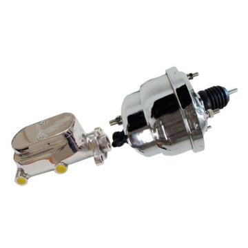 7" Dual Diaphragm chrome Brake Booster Hot Rod Street and GM Chrome Aluminum Brake Master Cylinder