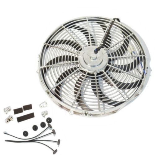 Universal High Performance 12V Slim Electric Cooling Radiator Fan With Fan Mounting Kit (12 Inch, Chrome)