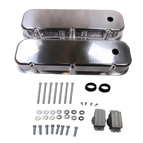 BBC Chevy 454 Polished Aluminum Tall Valve Covers Smooth Top - Big Block 396 427