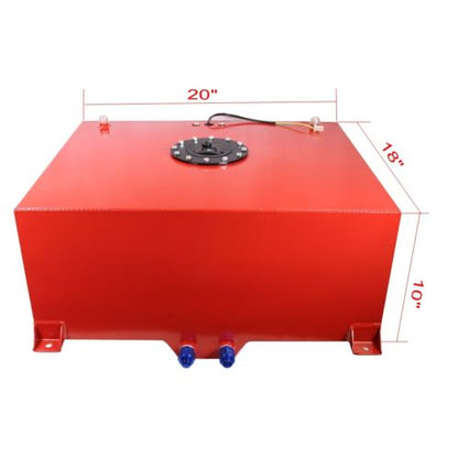 15 Gallon Polished Aluminum Street Drift Strip Racing Fuel Cell Gas Tank with Level Sender Hot Rod (Red)