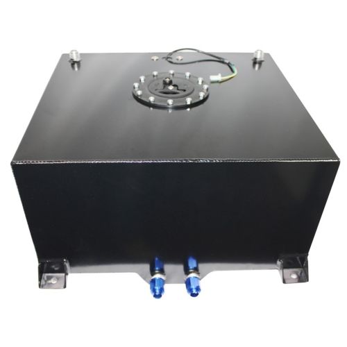 15 Gallon Black Aluminum Fuel Cell Tank & Fuel Hose Sender& Fuel Line kit 10 AN