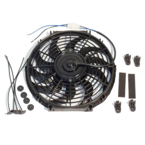 12" Electric Curved Blade Reversible Cooling Fan 12v 1400cfm with Thermostat Kit
