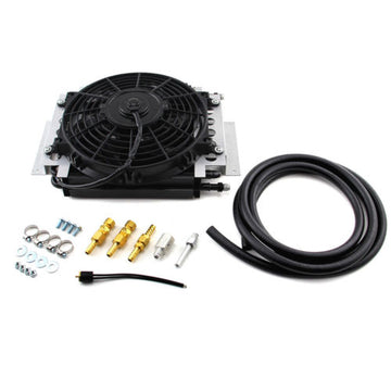 New Aluminum external transmission fluid oil cooler with 10" Electric fan towing