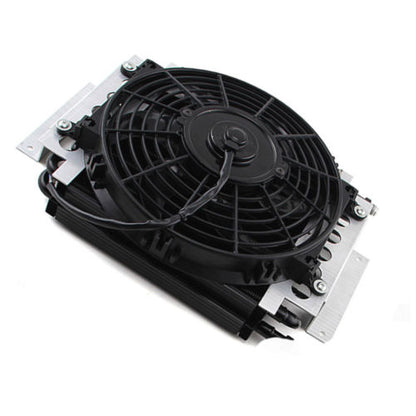 New Aluminum external transmission fluid oil cooler with 10" Electric fan towing