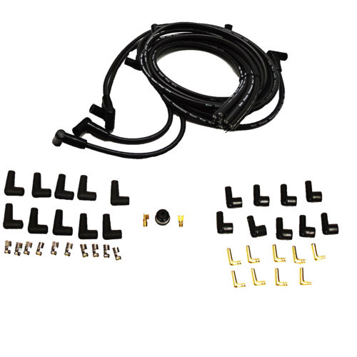9.5 mm Black 90 Degree Spark Plug Wires For Distributor Chevy BBC SBC SBF 302 350 454