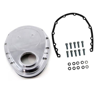 SBC Chevy Polished Aluminum Timing Chain Cover Kit - 283 327 350 400 Small Block