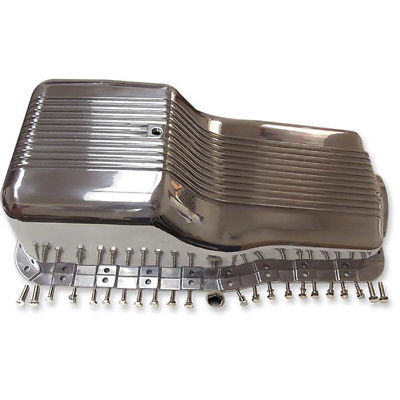 SBF Polished Aluminum Finned Front Sump Oil Pan Ford 65-77 260 289 302