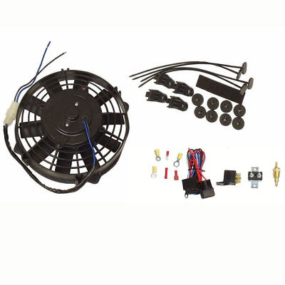 2 Sets of 8" Straight Blade Heavy Duty Electric Radiator Cooling Fan 12v with Thermostat Kit