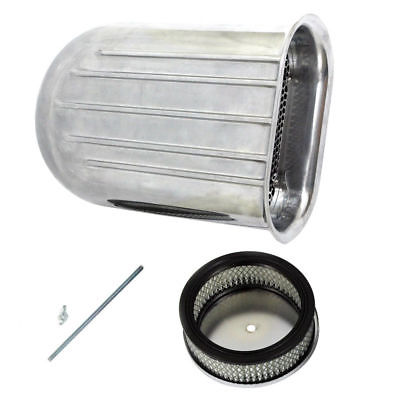 Polished Aluminum Hilborn Style Carburetor Partial Finned Air Cleaner Hood Scoop Kit