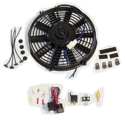 Electric 9" straight blade cooling radiator fan 12V 800cfm with Relay Thermostat Kit