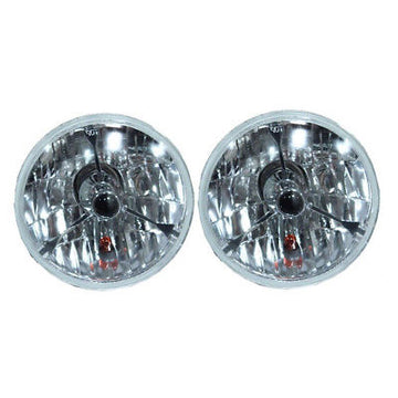 5 3/4" Black Dot Tri bar H4 Headlights With Turn Signal Push in Bulb lamps