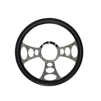 14" Billet Nine Hole Steering Wheel Half Wrap Leather ,adapter ,horn Button