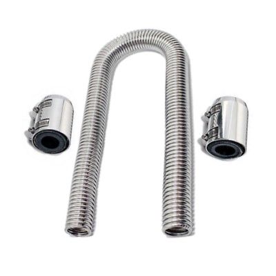 36" Chrome Stainless Radiator Hose W/ Polished Caps Universal Chevy Ford Dodge