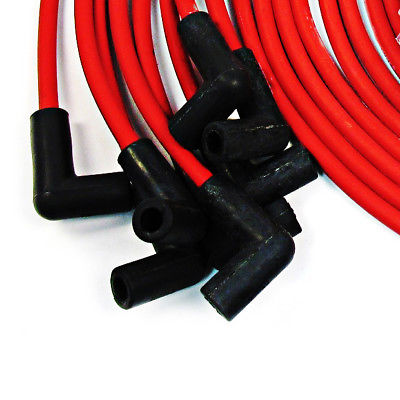 9.5 mm Red 90 Degree Spark Plug Wires For Distributor Chevy BBC SBC SBF 302 350 454