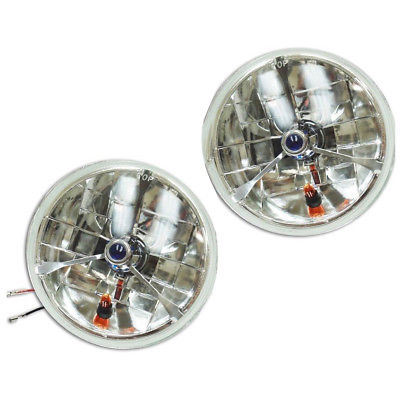 7" Blue Dot Tri bar H4 Headlights With Turn Signal Push in Bulb lamps