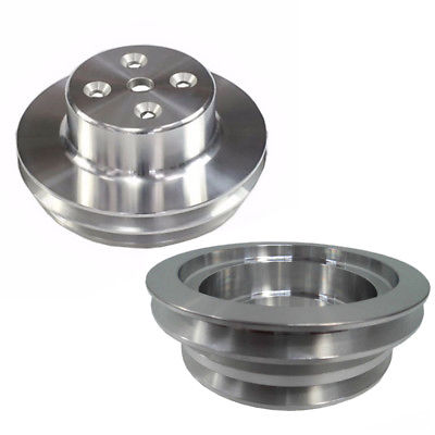 Chevy Big Blook Long and Triple Groove Aluminum Crank Pulley & Double Groove Long Water Pump Pulley