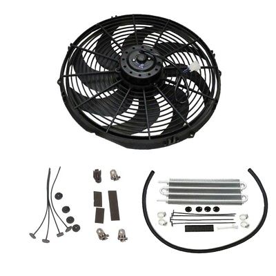 16" Heavy Duty Radiator Electric Wide Curved Blade Fan & 15-1/2" x 5" x 3/4" Transmission Oil Cooler