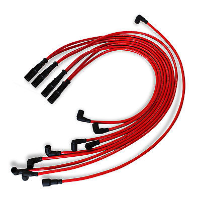 9.5 mm Red Straight Spark Plug Wires Distributor HEI For Chevy BBC SBC SBF 302 350