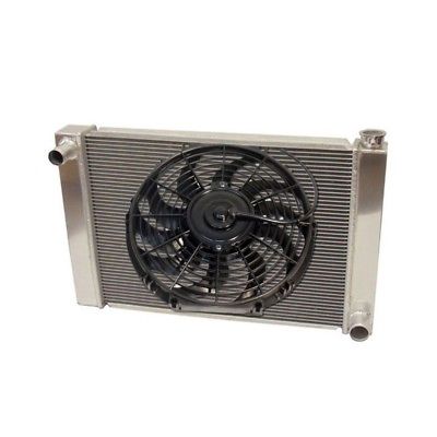 Fabricated Aluminum Radiator 24" x 19" x 3" Overall For SBC BBC Chevy GM&Heavy Duty 16" Electric Fan