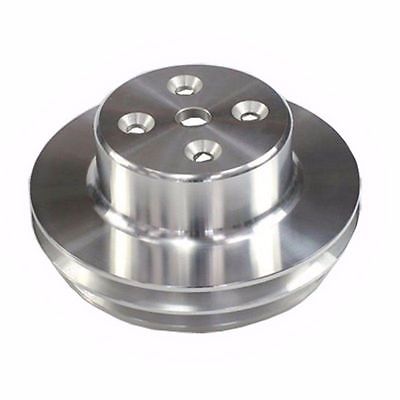 BBC Big Block Chevy Chrome Long Water Pump High Volume LWP & Double Groove Polished Pulley