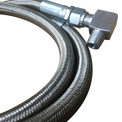 Braided Transmission Cooler Hose Lines, Including a an Fitting, 24" L