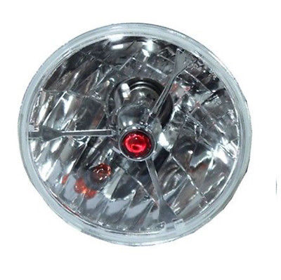 5 3/4" Red Dot Tri bar H4 Headlights With Turn Signal Push in Bulb lamps