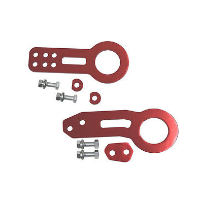 Aluminum Front Tow Towing Hook Kit & Rear Tow Towing Hook Kit CNC Paint Red