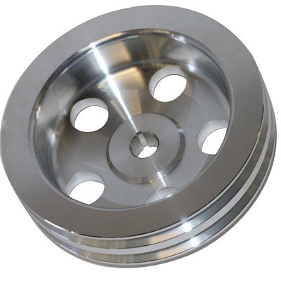 GM Chevy Polished Aluminum Double 2 Groove Power Steering Pump Pulley SBC BBC