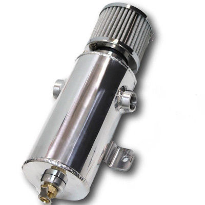 Polished Aluminum Breather Tank / Oil Catch Can Tube with 1/2" Ports