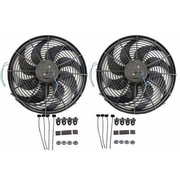 2pcs 14" Heavy Duty Electric Wide Curved Blade FAN 2000CFM Reversible /Thermostat