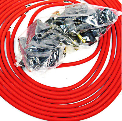 9.5 mm Red 90 Degree Spark Plug Wires For Distributor Chevy BBC SBC SBF 302 350 454