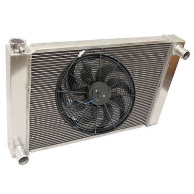 For Ford / Mopar Fabricated Aluminum Radiator 28" x 19" x3" Overall With 16 Inch Electric Fan