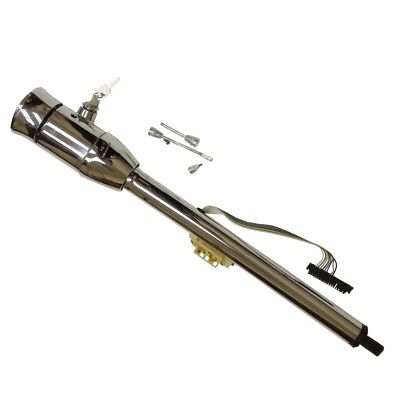 Chrome 32" Tilt Manual Steering Column with Key & 9 Hole Wheel Adapter GM
